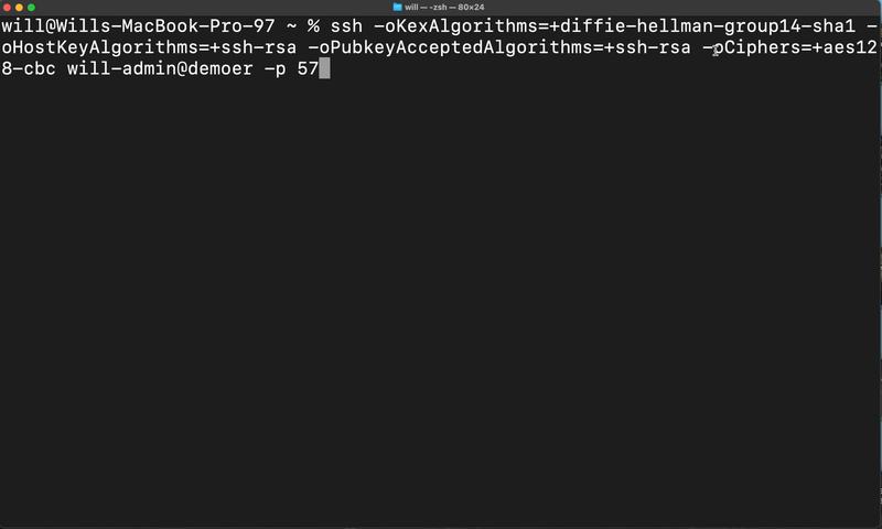 Imagine shows an SSH connection to the NAS OOBO